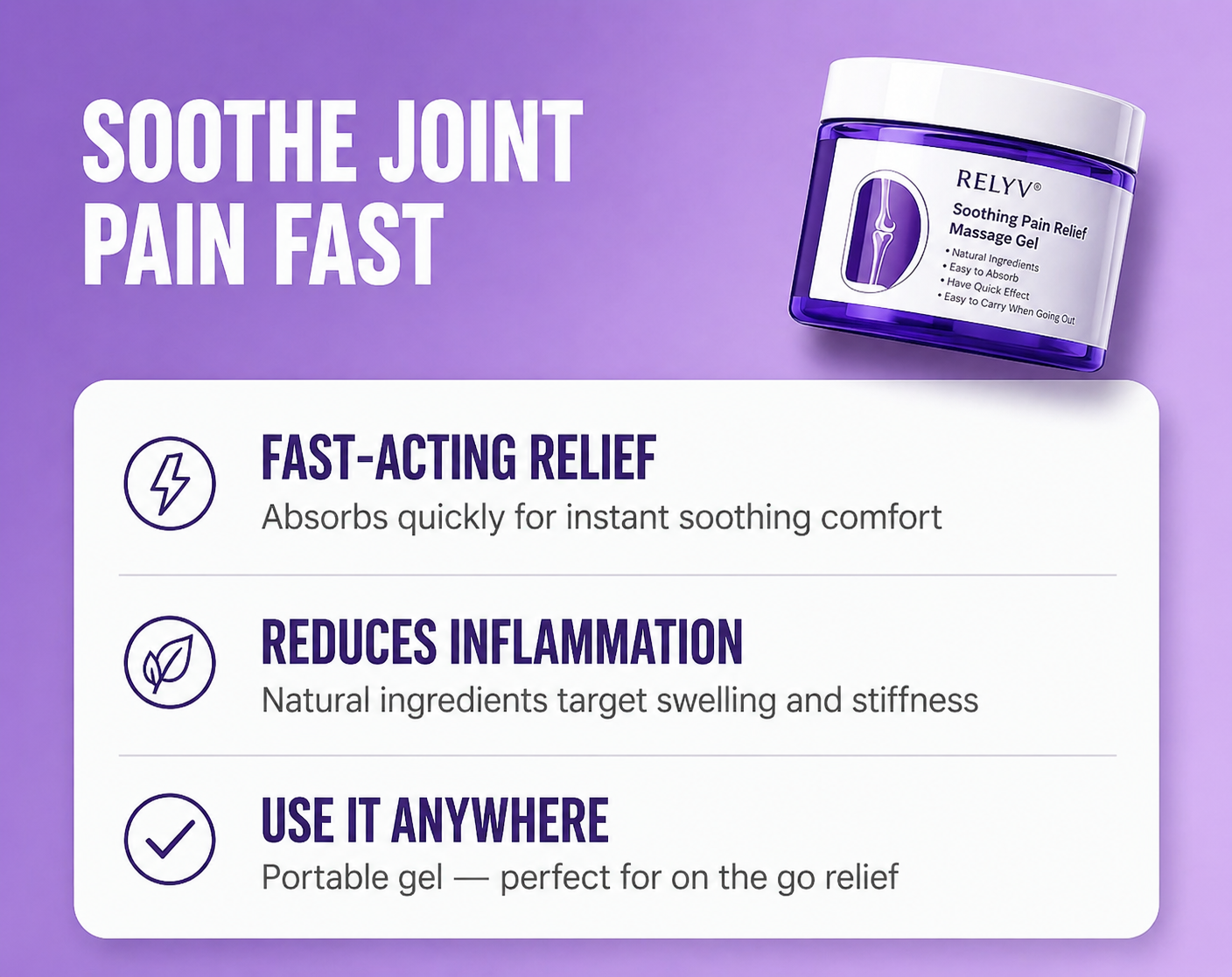 Relyv Recovery Gel - Deep-Penetrating Massage Gel for Joints & Muscles